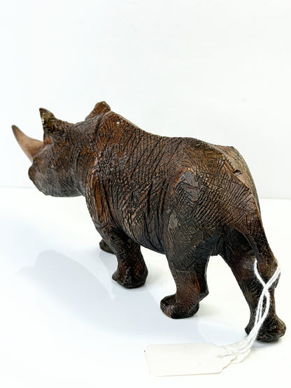 Vintage Japanese Bronze Rhinoceros Miniature Sculpture 8.5" x 3" SS255