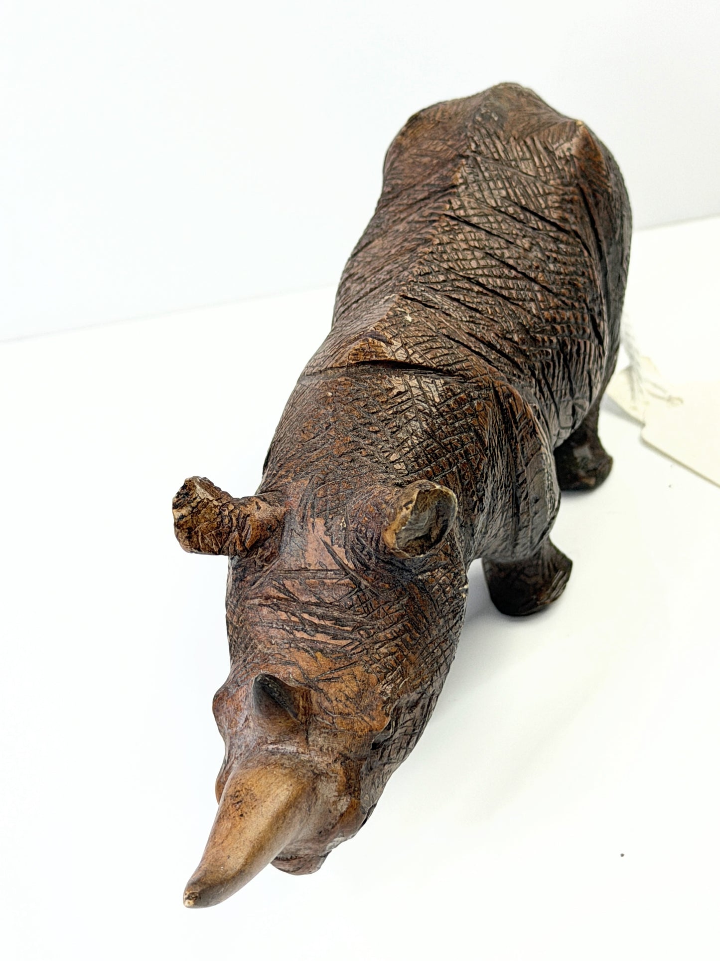 Vintage Japanese Bronze Rhinoceros Miniature Sculpture 8.5" x 3" SS255