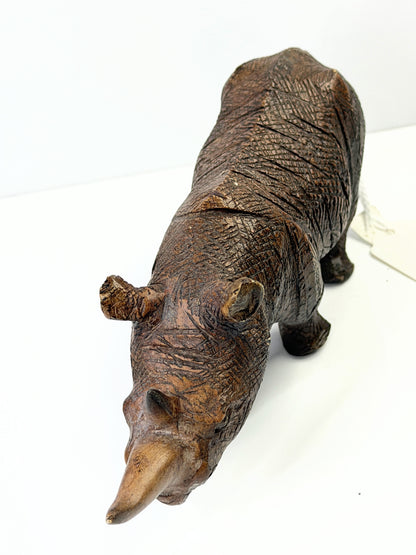Vintage Japanese Bronze Rhinoceros Miniature Sculpture 8.5" x 3" SS255