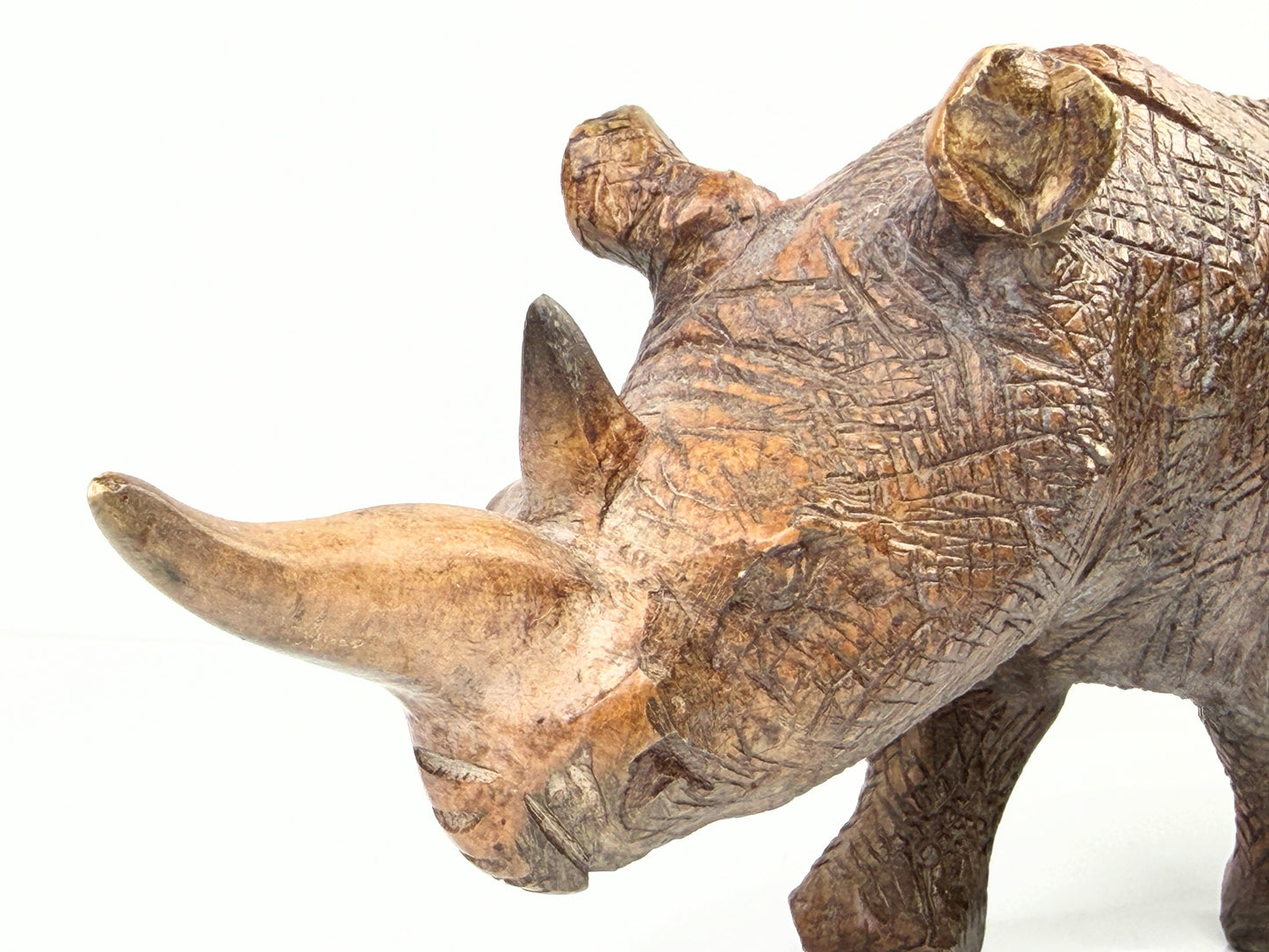 Vintage Japanese Bronze Rhinoceros Miniature Sculpture 8.5" x 3" SS255