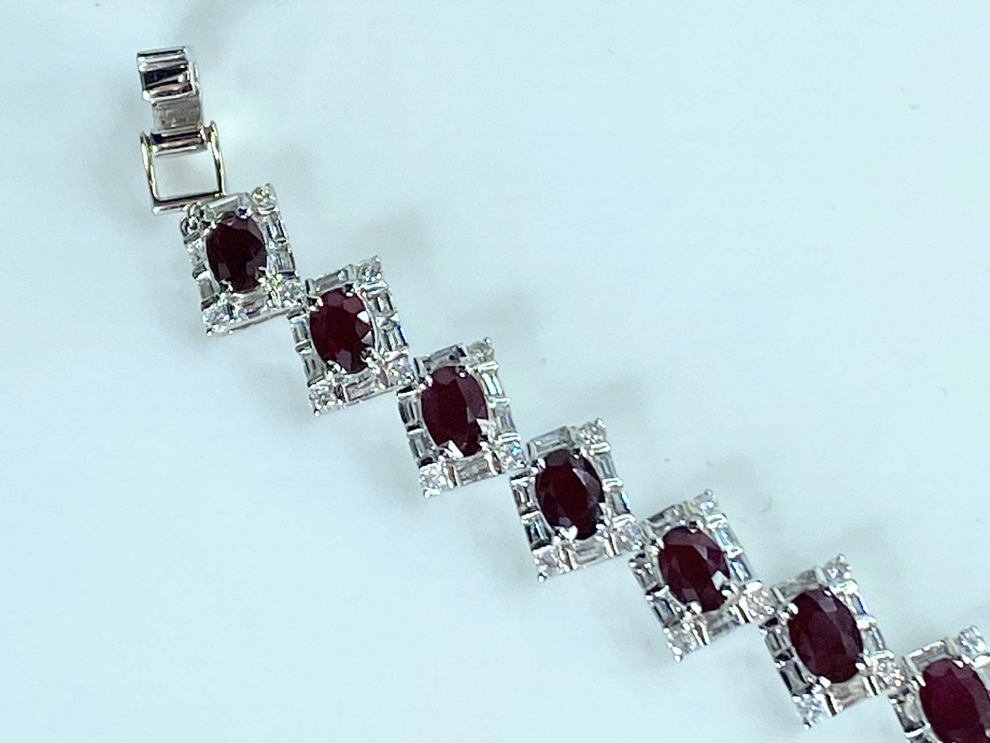 Certified 18K 7.04ct "Pigeon Blood" Ruby 5.75ct Diamond bracelet 14.4g JR423
