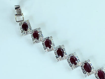 Certified 18K 7.04ct "Pigeon Blood" Ruby 5.75ct Diamond bracelet 14.4g JR423