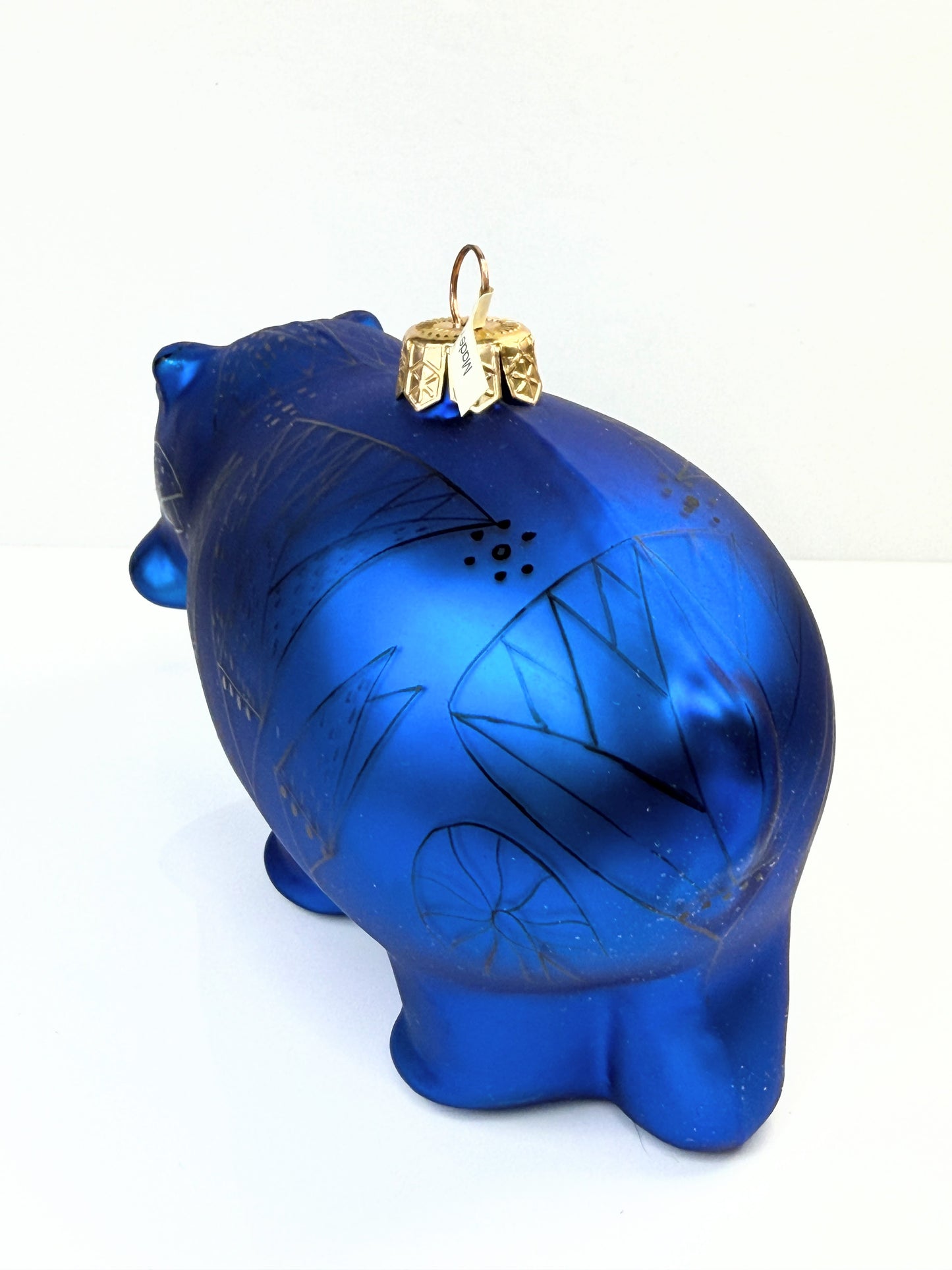 The Met Museum Glass William Hippopotamus Ornament Blue 6.0" XN97