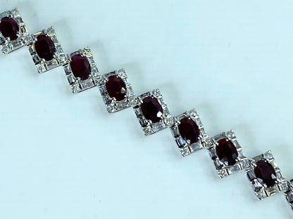 Certified 18K 7.04ct "Pigeon Blood" Ruby 5.75ct Diamond bracelet 14.4g JR423