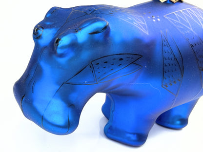 The Met Museum Glass William Hippopotamus Ornament Blue 6.0" XN97