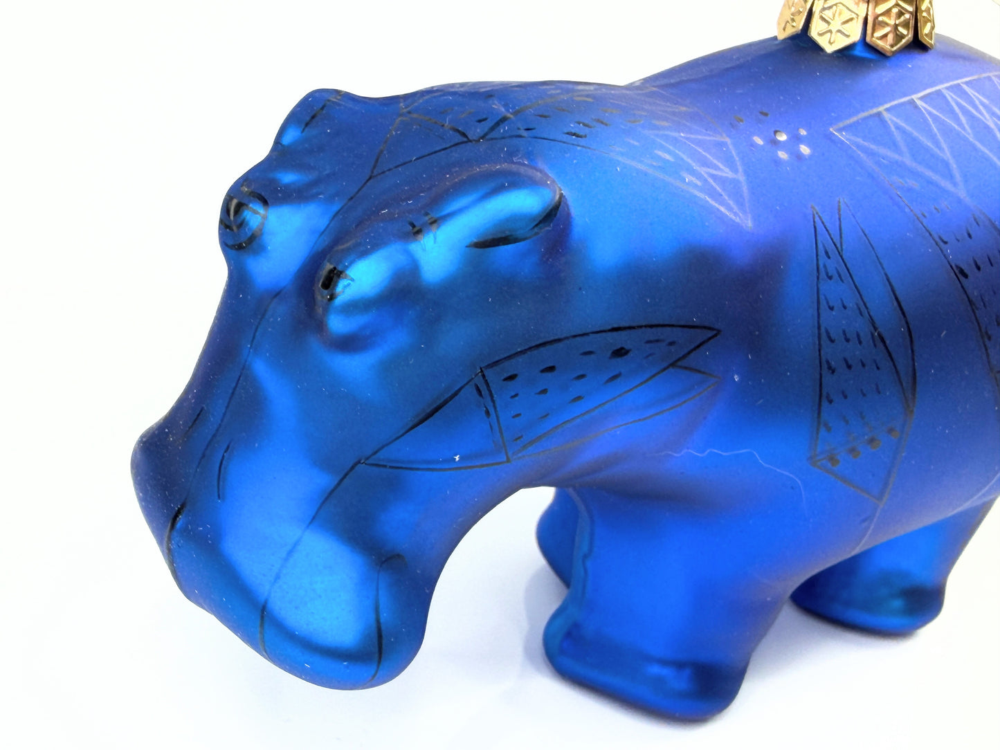 The Met Museum Glass William Hippopotamus Ornament Blue 6.0" XN97