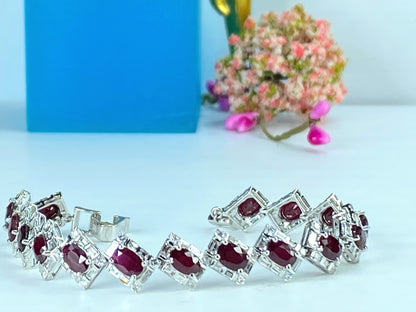 Certified 18K 7.04ct "Pigeon Blood" Ruby 5.75ct Diamond bracelet 14.4g JR423