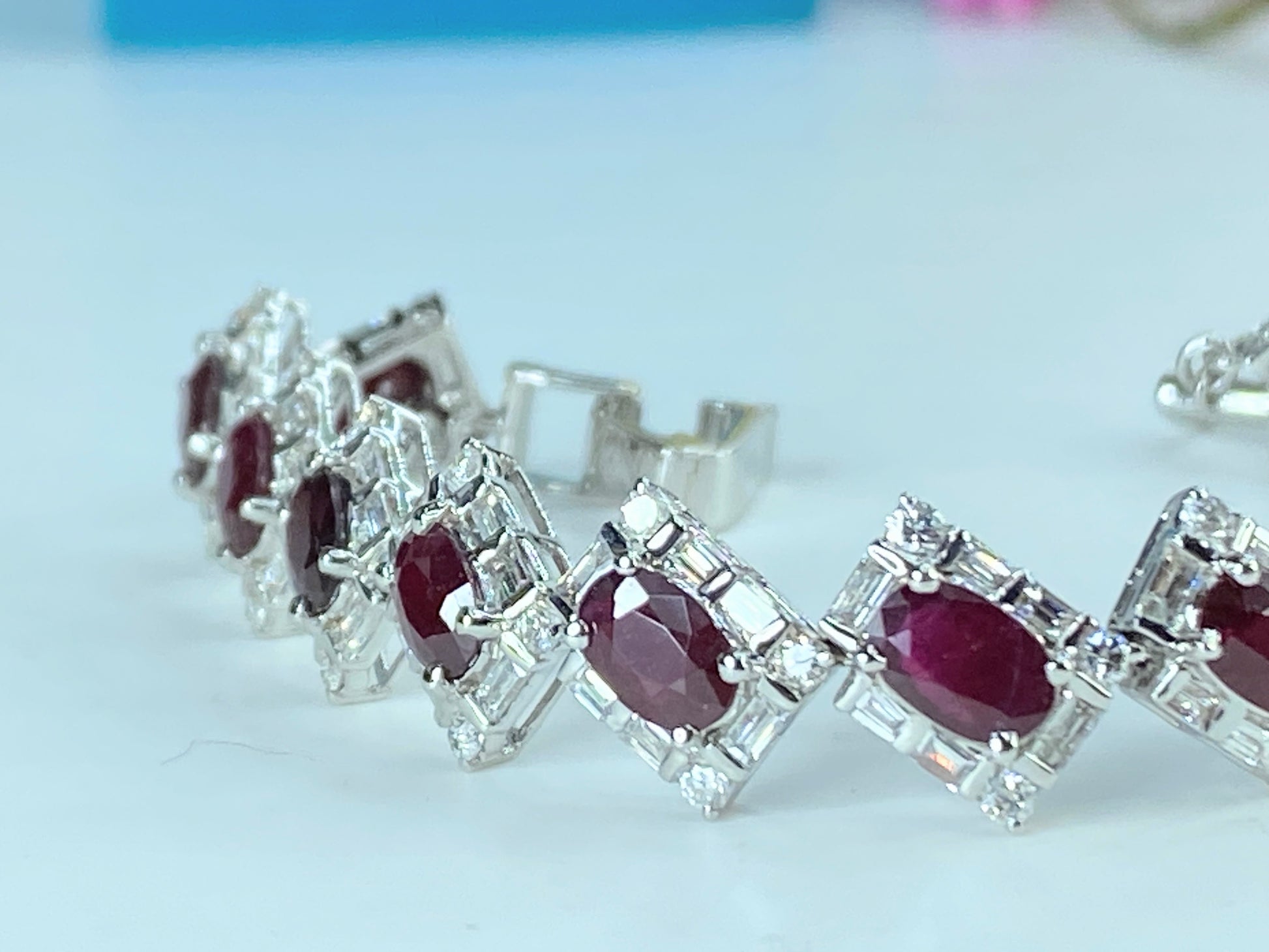Certified 18K 7.04ct "Pigeon Blood" Ruby 5.75ct Diamond bracelet 14.4g JR423