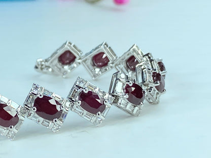 Certified 18K 7.04ct "Pigeon Blood" Ruby 5.75ct Diamond bracelet 14.4g JR423