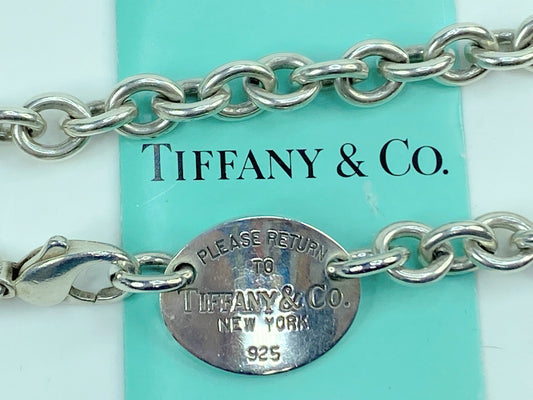 Tiffany & Co. Return to TiffanySterling Oval Tag Link Chain Necklace JR973