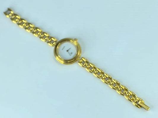 Certified 1990s Gold-plated Gucci 11/12 Interchangeable Bezel Watch 6.25" GS417