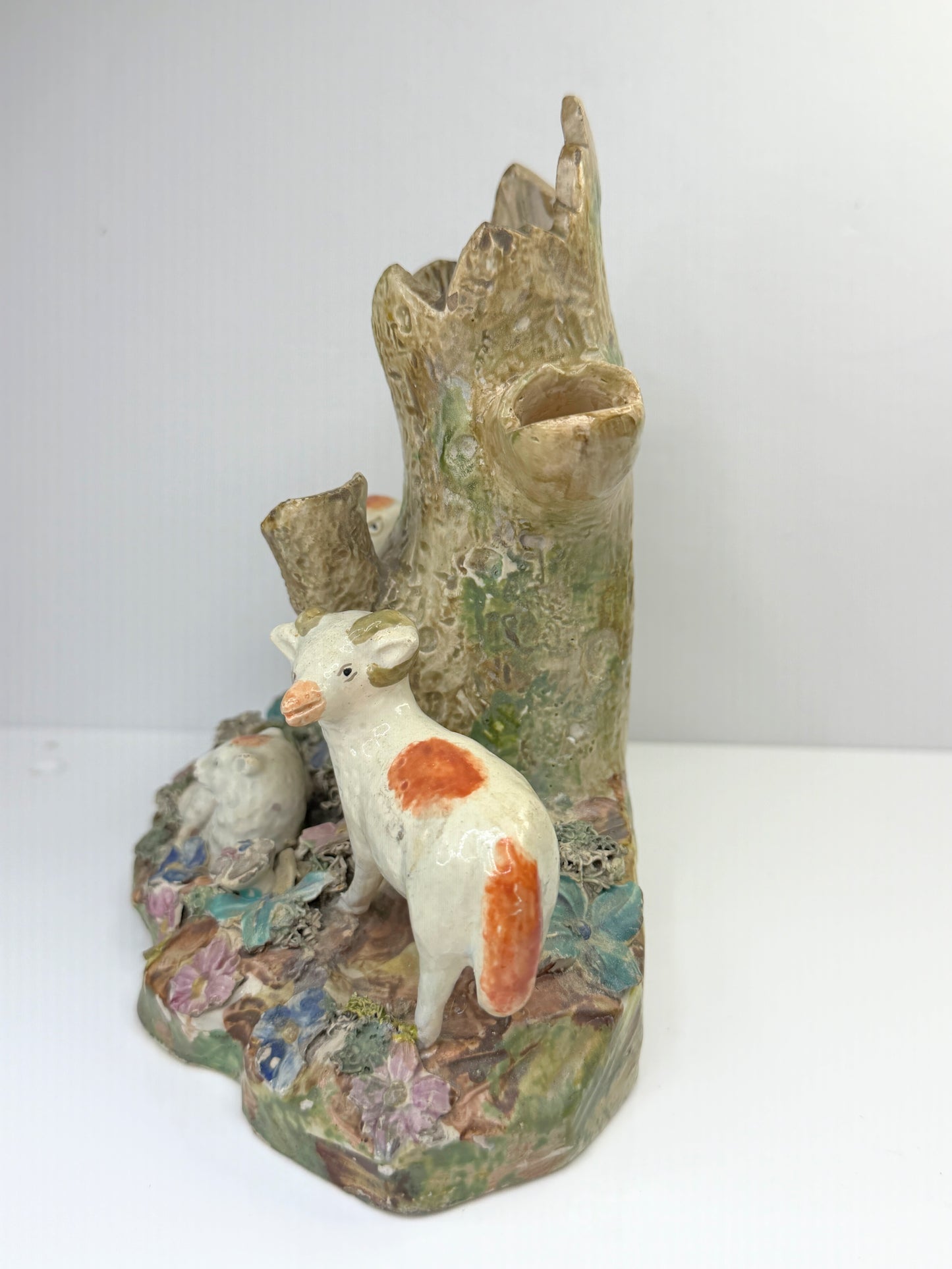 Antique Staffordshire Walton Sheep Spill Vase Tree Group c1820 A877