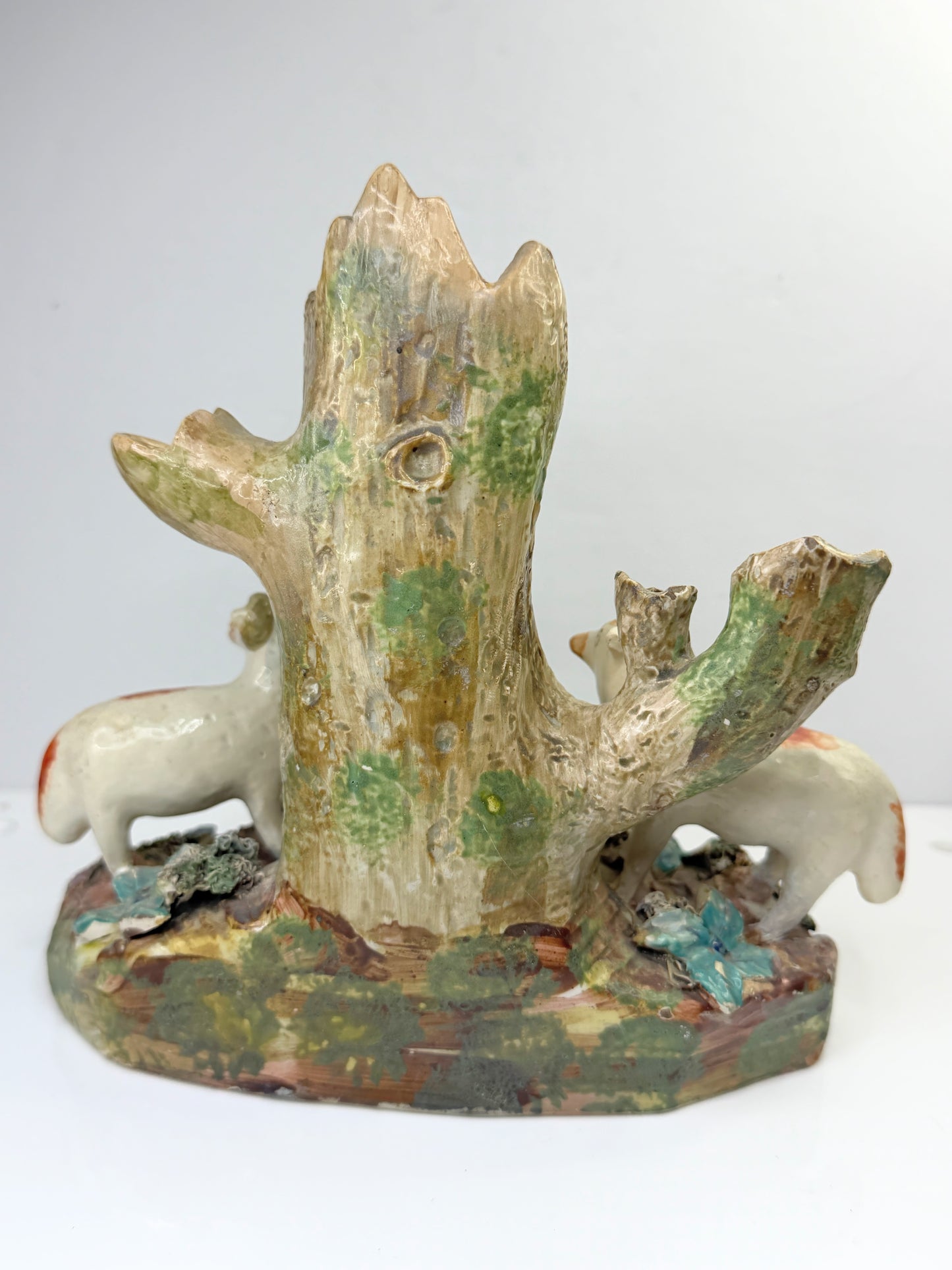 Antique Staffordshire Walton Sheep Spill Vase Tree Group c1820 A877