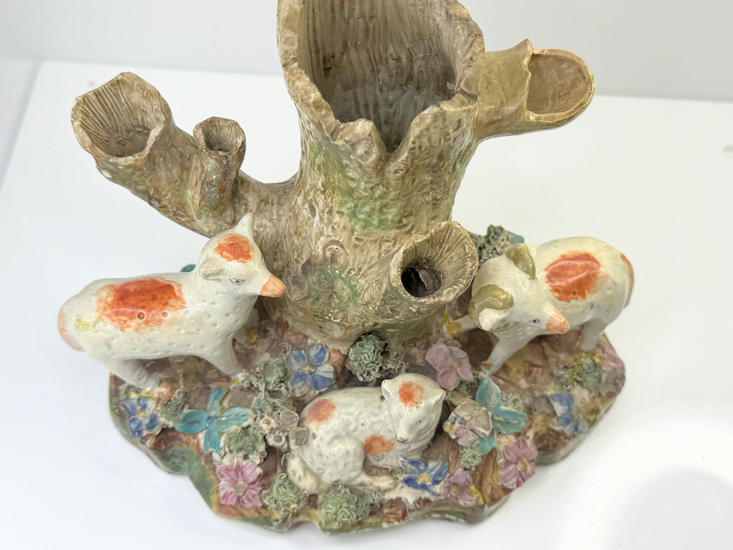 Antique Staffordshire Walton Sheep Spill Vase Tree Group c1820 A877