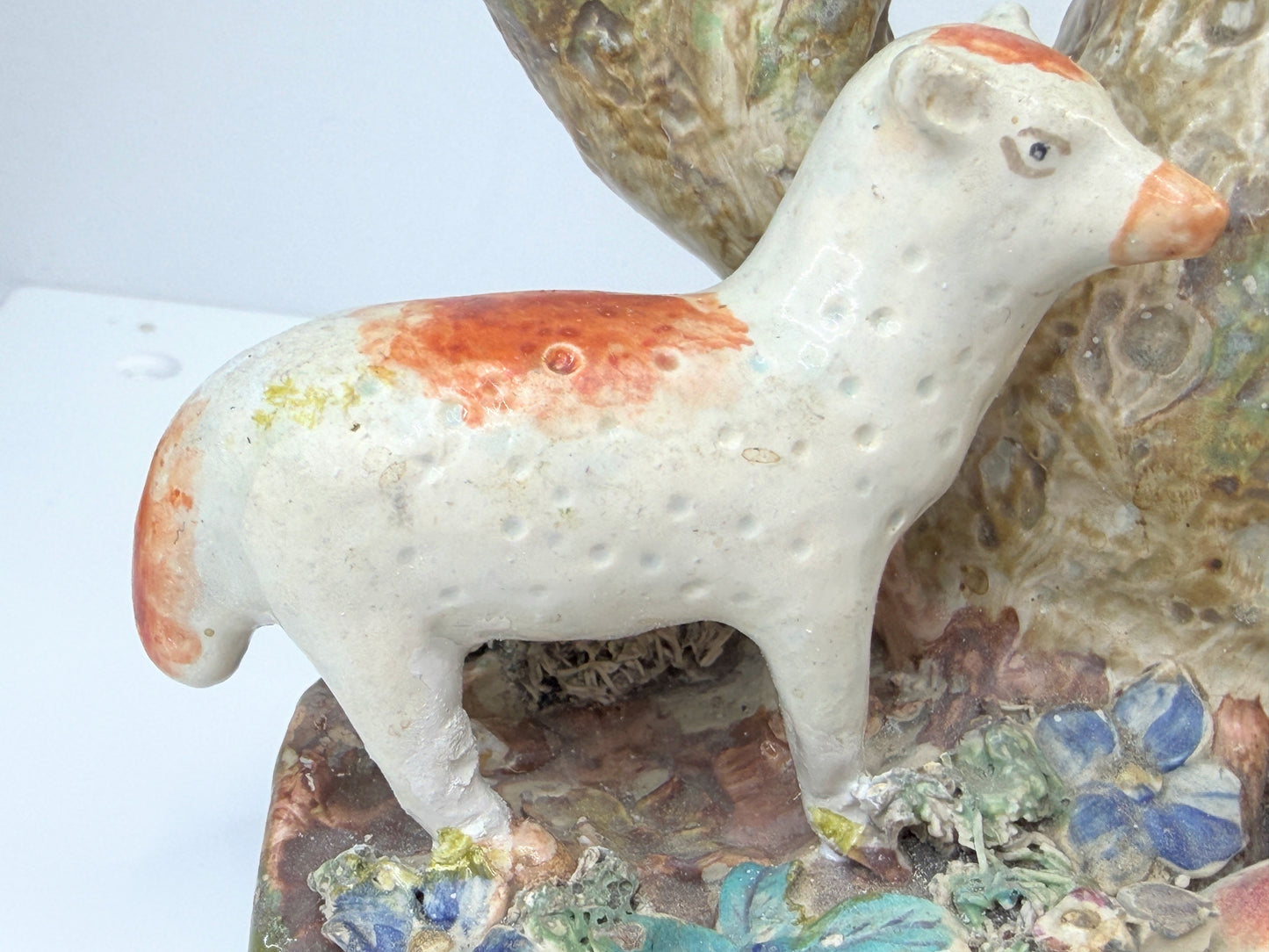 Antique Staffordshire Walton Sheep Spill Vase Tree Group c1820 A877
