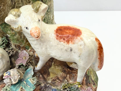 Antique Staffordshire Walton Sheep Spill Vase Tree Group c1820 A877