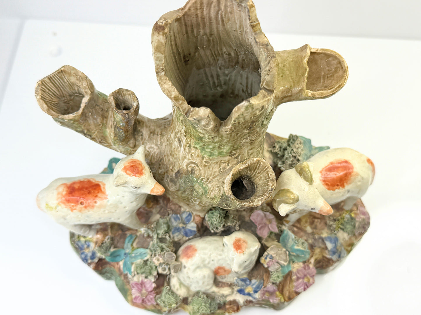 Antique Staffordshire Walton Sheep Spill Vase Tree Group c1820 A877