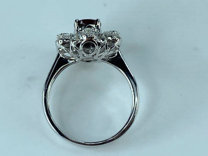 Certified 18K white gold 1.12ct Pigeon Blood Ruby 0.57ct Diamond ring s6.5 JR425