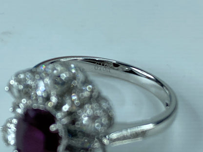 Certified 18K white gold 1.12ct Pigeon Blood Ruby 0.57ct Diamond ring s6.5 JR425