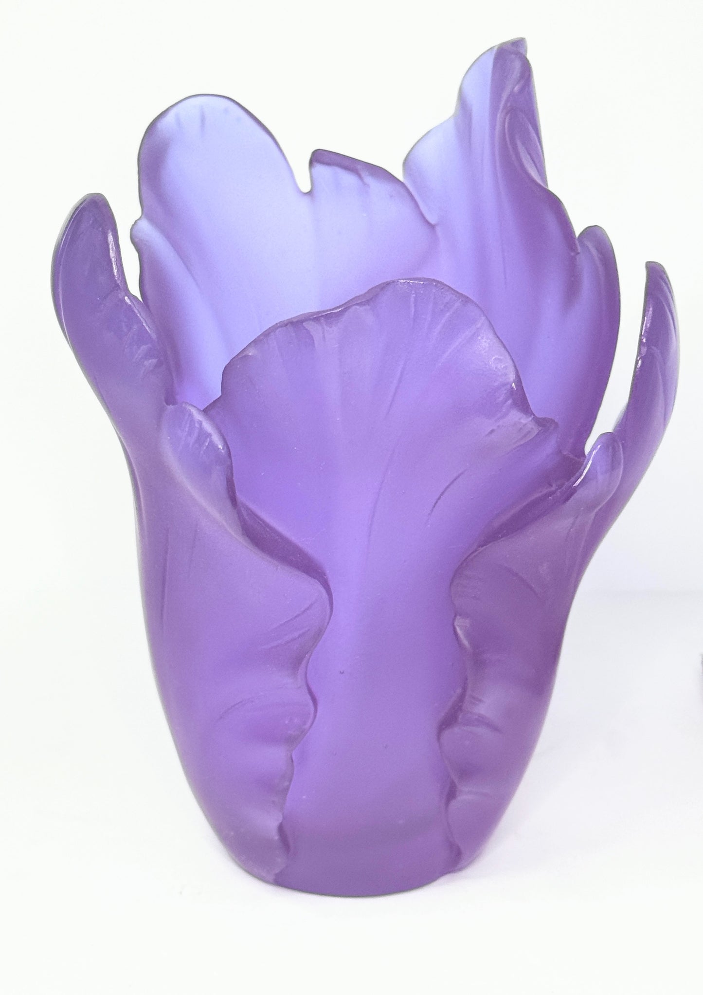 Daum Pate de Verre Art Glass Tulip Vase Numbered Edition 6.7"