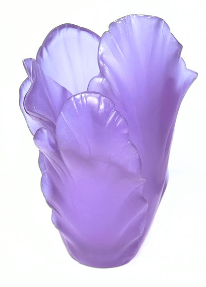 Daum Pate de Verre Art Glass Tulip Vase Numbered Edition 6.7"