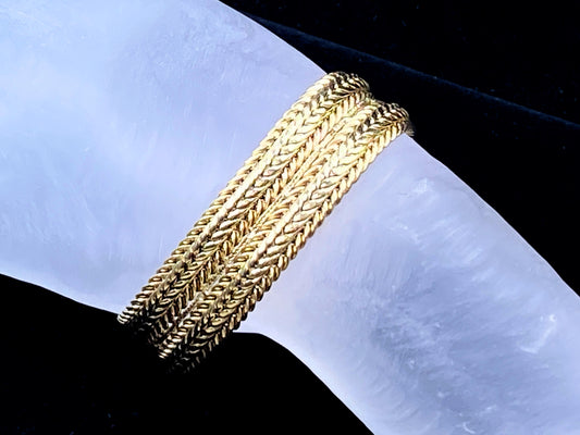 16.0mm Flexible Braided Multi-texture 14K sold gold bracelet