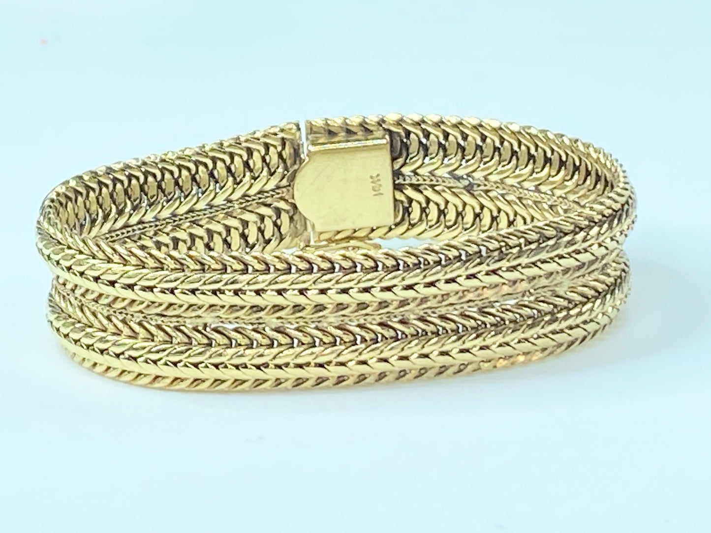 16.0mm Flexible Braided Multi-texture 14K sold gold bracelet