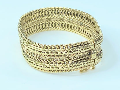 16.0mm Flexible Braided Multi-texture 14K sold gold bracelet