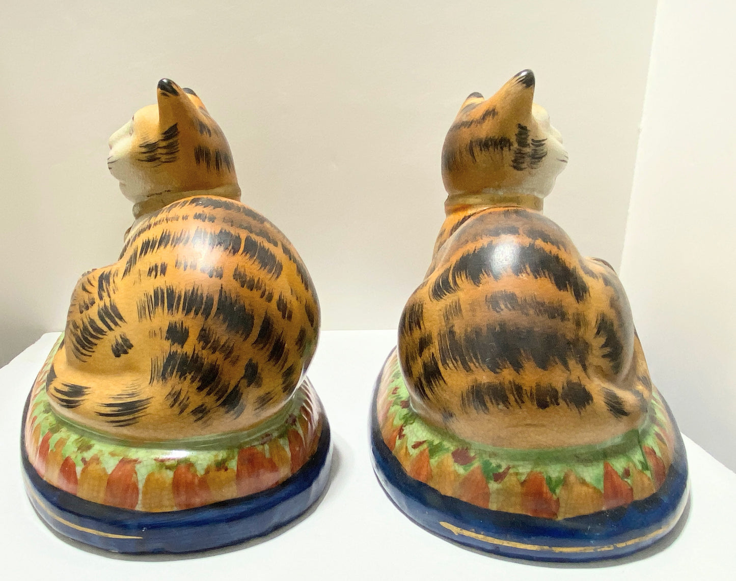 Staffordshire Leopard Cat Statue Pair