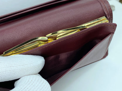 Cartier Must de Cartier Bordeaux/Leather Trifold Wallet W/Box GS367