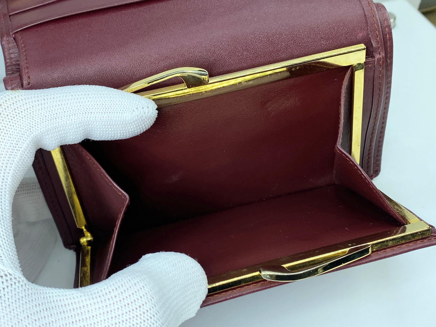 Cartier Must de Cartier Bordeaux/Leather Trifold Wallet W/Box GS367
