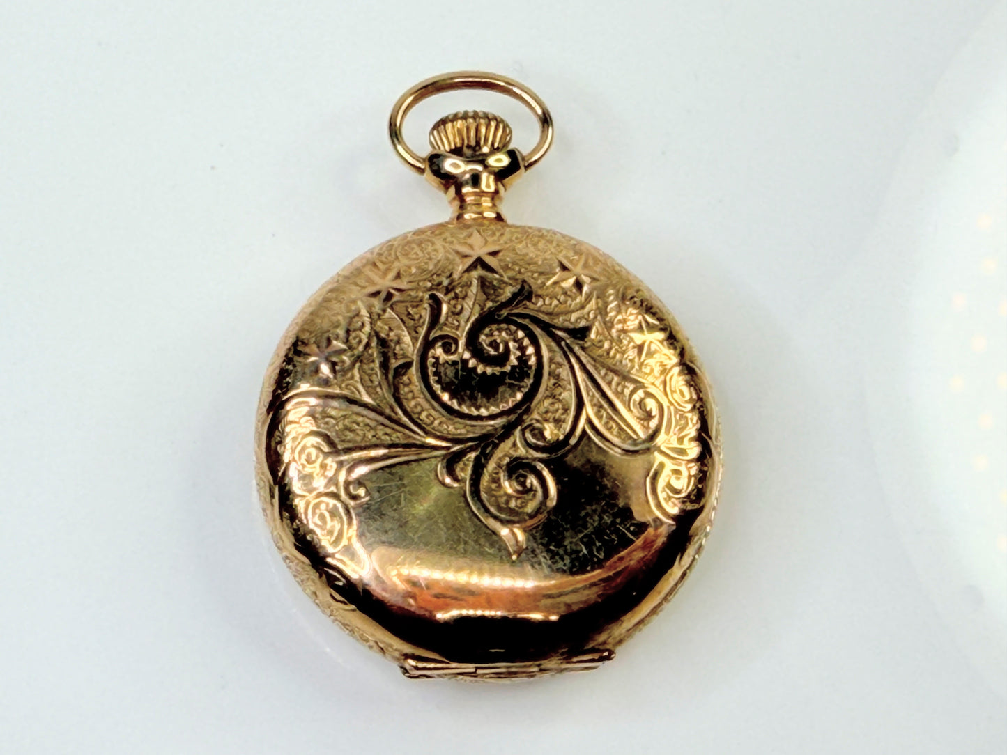 Antique Elgin 14K Gold 15 Jewel Fancy Hunter Case Pocket Watch Running SS267