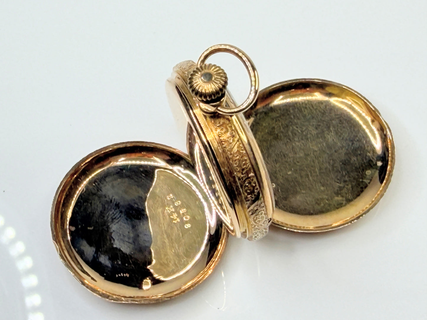Antique Elgin 14K Gold 15 Jewel Fancy Hunter Case Pocket Watch Running SS267