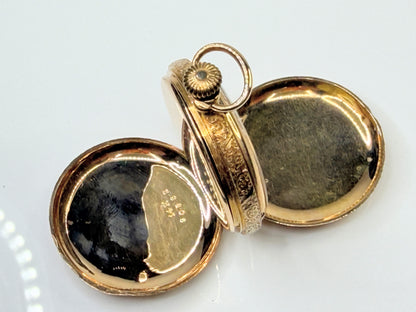 Antique Elgin 14K Gold 15 Jewel Fancy Hunter Case Pocket Watch Running SS267
