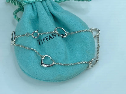 Tiffany & Co. Elsa Peretti Open Heart Bracelet in 925 Sterling 7.0" 2.7g JR291