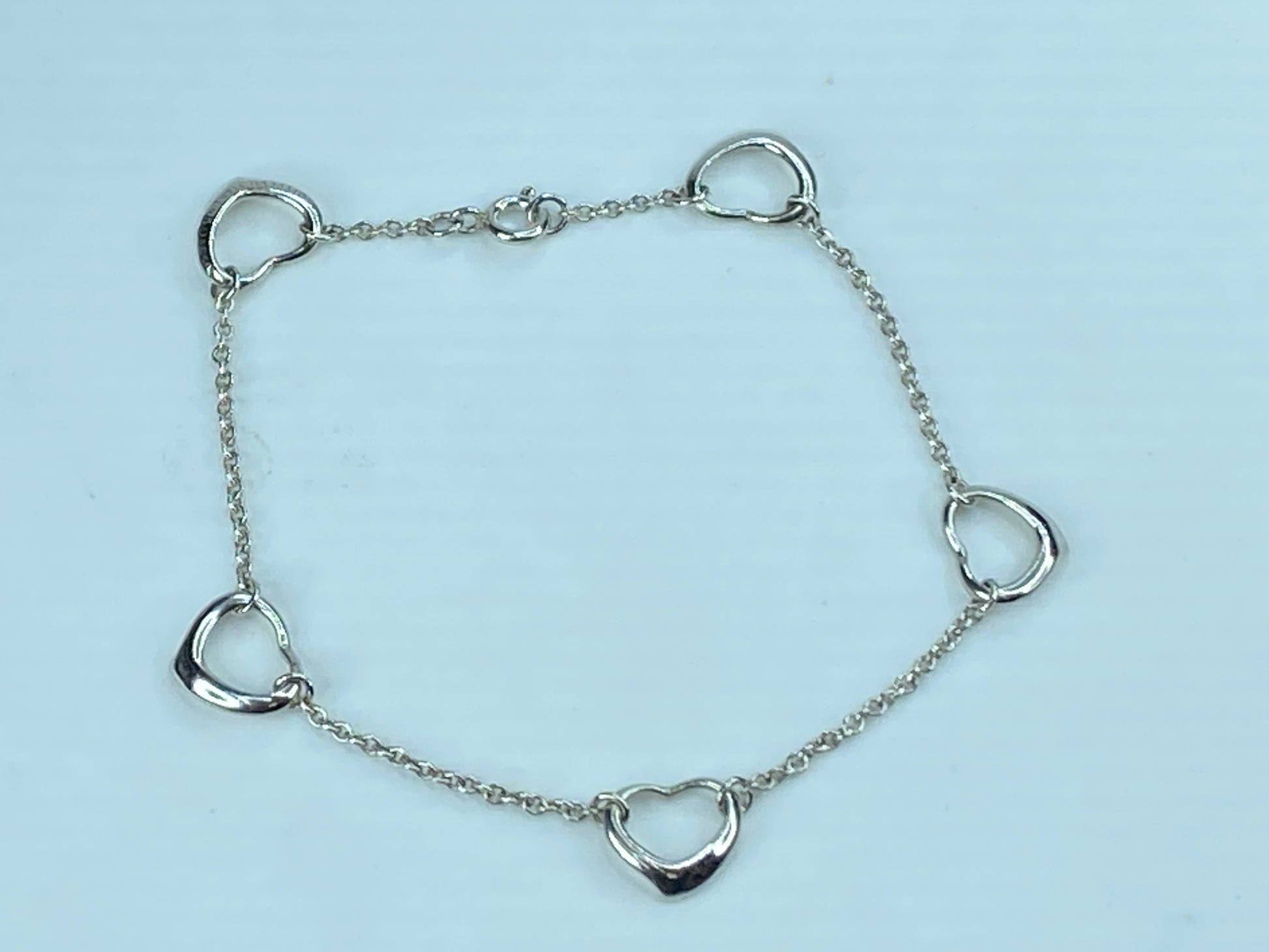 Tiffany & Co. Elsa Peretti Open Heart Bracelet in 925 Sterling 7.0" 2.7g JR291
