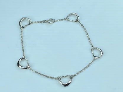 Tiffany & Co. Elsa Peretti Open Heart Bracelet in 925 Sterling 7.0" 2.7g JR291