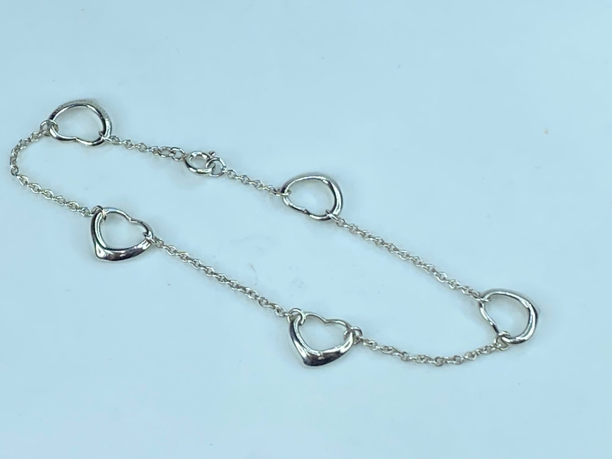 Tiffany & Co. Elsa Peretti Open Heart Bracelet in 925 Sterling 7.0" 2.7g JR291