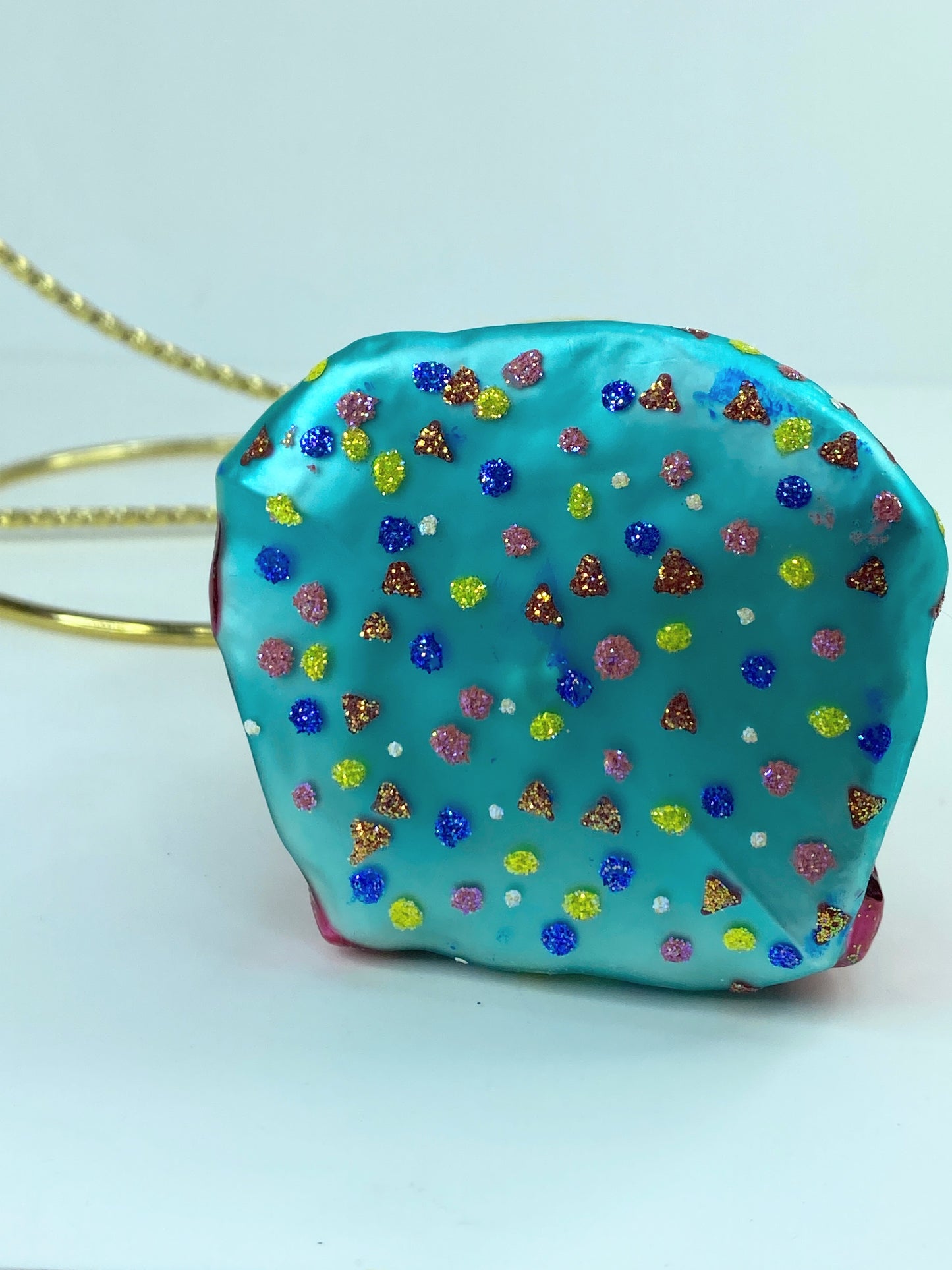 Vintage Radko glass ornament, happy birthday retired bear 6.5" mint cond NX12