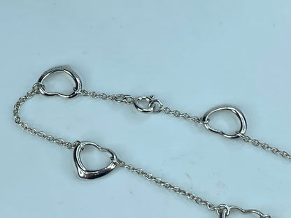 Tiffany & Co. Elsa Peretti Open Heart Bracelet in 925 Sterling 7.0" 2.7g JR291