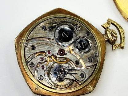 Antique Gruen Veri-Thin Precision 17J 14K Gold Pocket Watch SS256