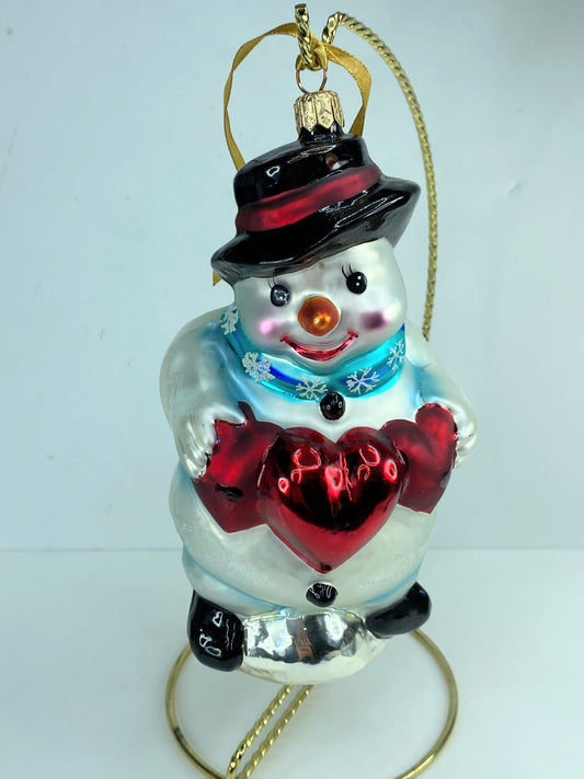 Christopher Radko Snowman Love You This Much Hearts Christmas Ornament 1999 NX15