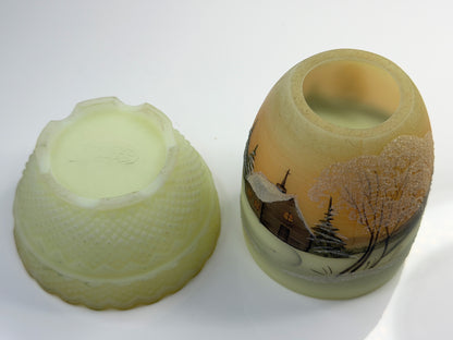 Vintage 1978 Hand Painted Satin Glass Scenic Vase Signed Andrich A888