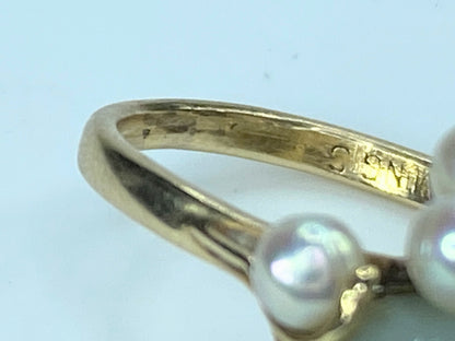 Ming of Hawaii 14K gold 10.8mm Twin Jadeite Cultured Pearl ring