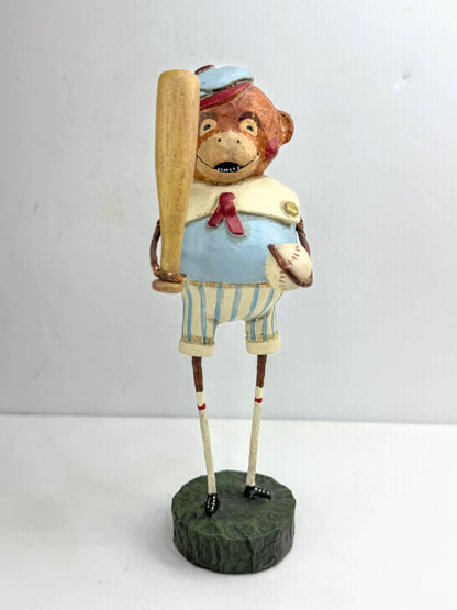 Lori Mitchell Retired Baseball Monkey Folk Art Figurine Bat Ball A1316
