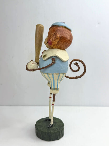 Lori Mitchell Retired Baseball Monkey Folk Art Figurine Bat Ball A1316