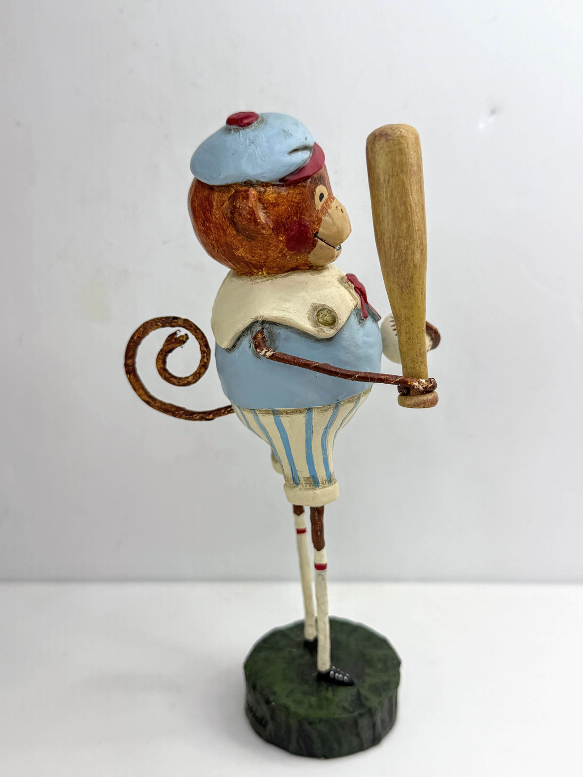 Lori Mitchell Retired Baseball Monkey Folk Art Figurine Bat Ball A1316