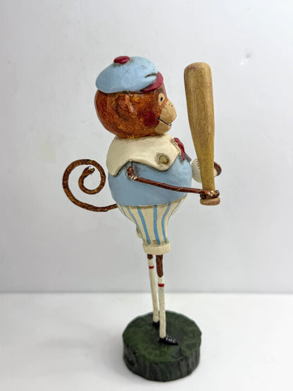 Lori Mitchell Retired Baseball Monkey Folk Art Figurine Bat Ball A1316