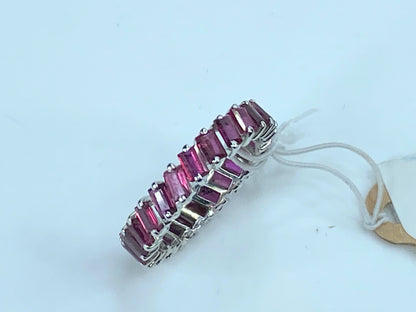 Baguette Cut 3.35ct Ruby 18k White Gold Eternity Band