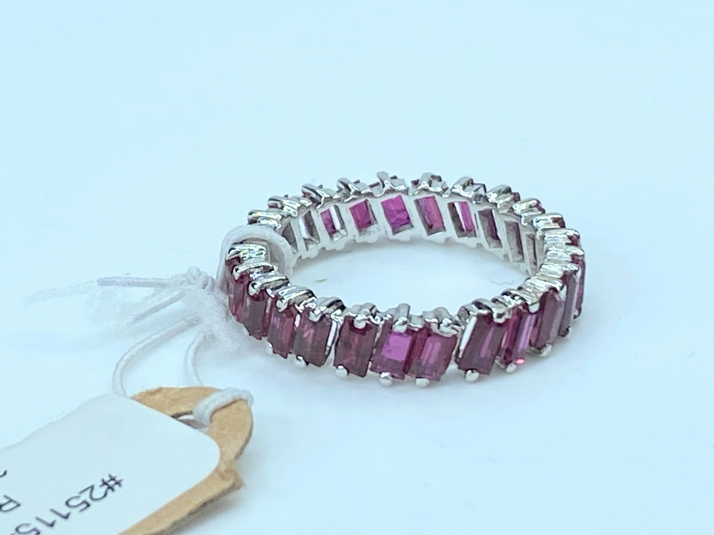 Baguette Cut 3.35ct Ruby 18k White Gold Eternity Band